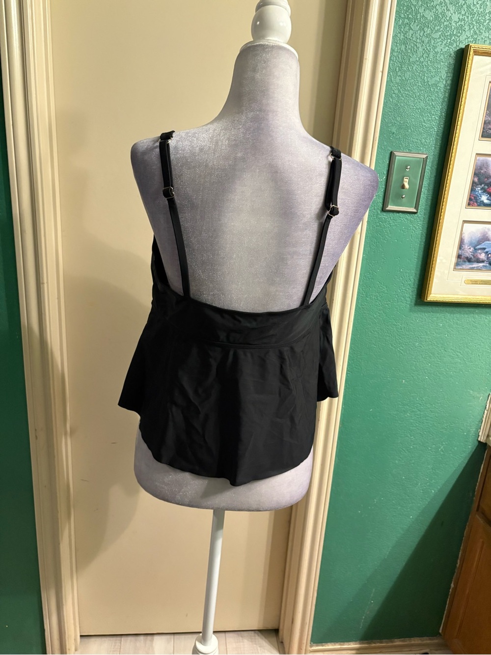 Bar III Black Swim Tankini Top with Tie Detail - Picture 6 of 16